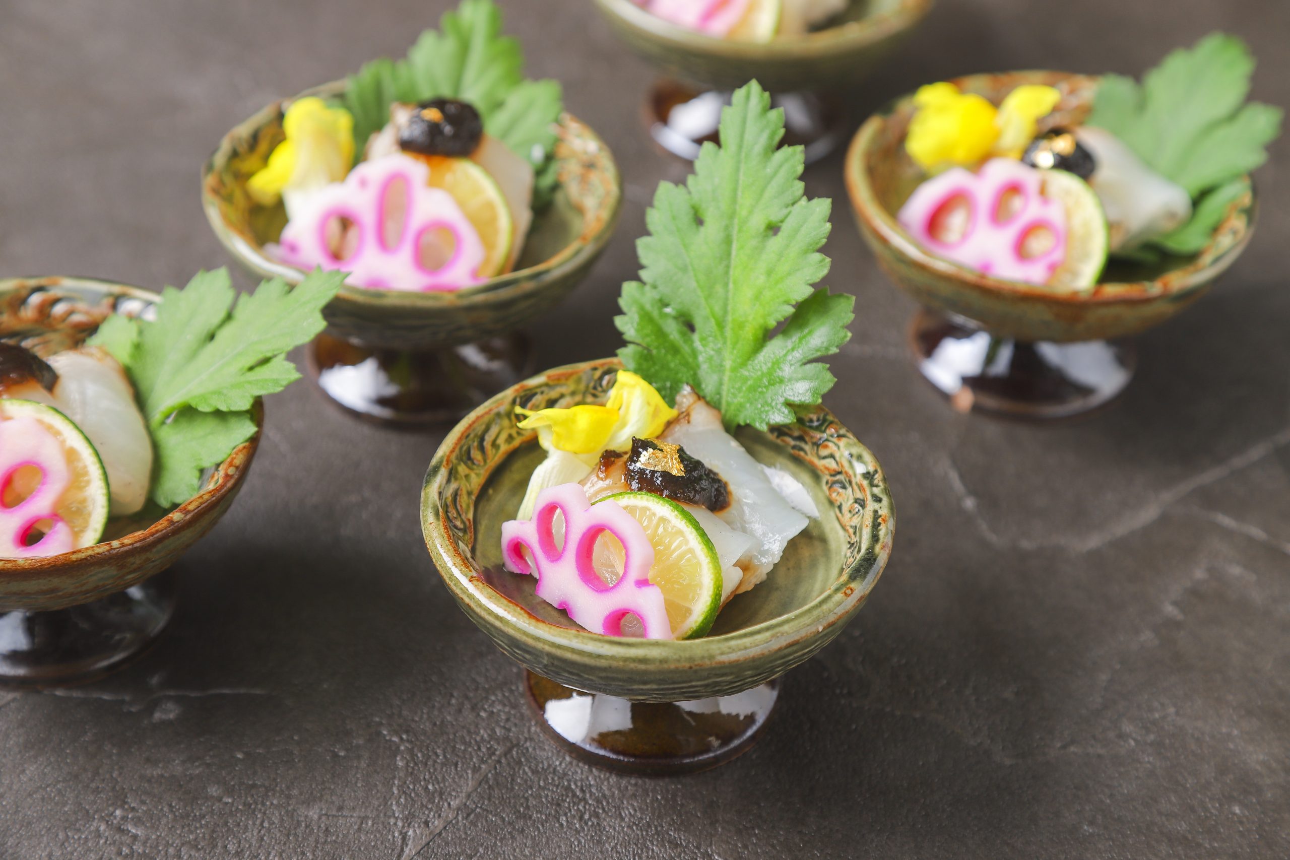 昆布〆鯛と長芋の海苔佃煮かけ