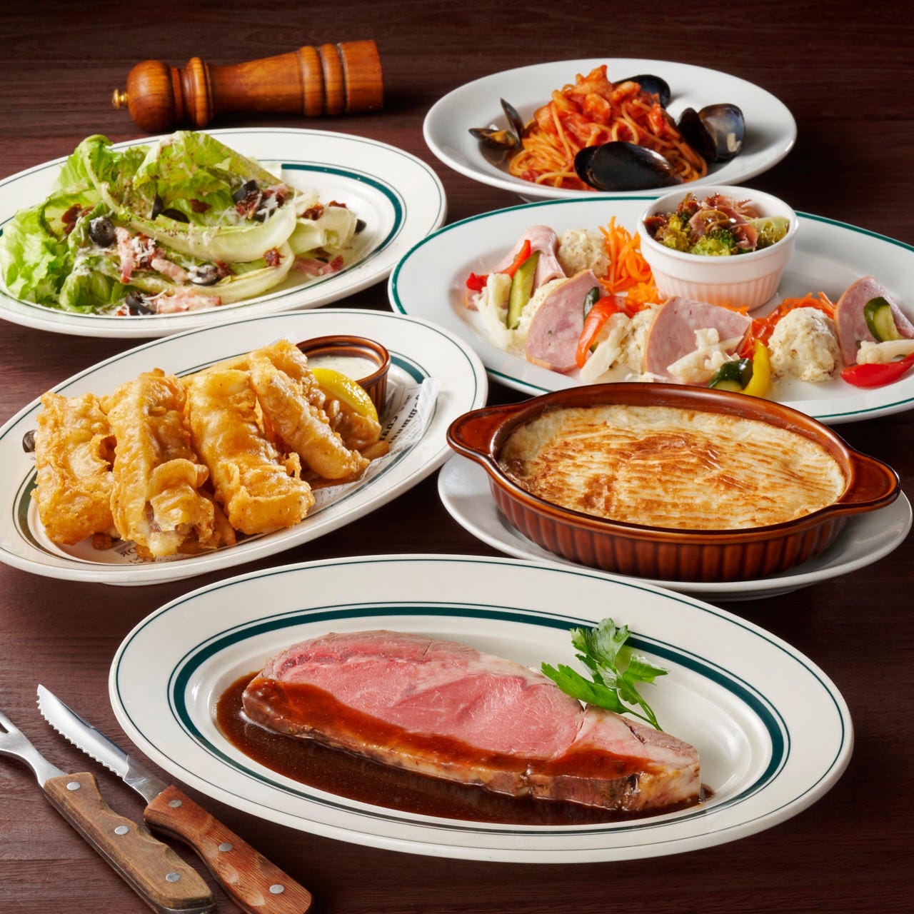 ローストビーフとトラディショナルフィッシュ&チップスを堪能するプレミアムコース