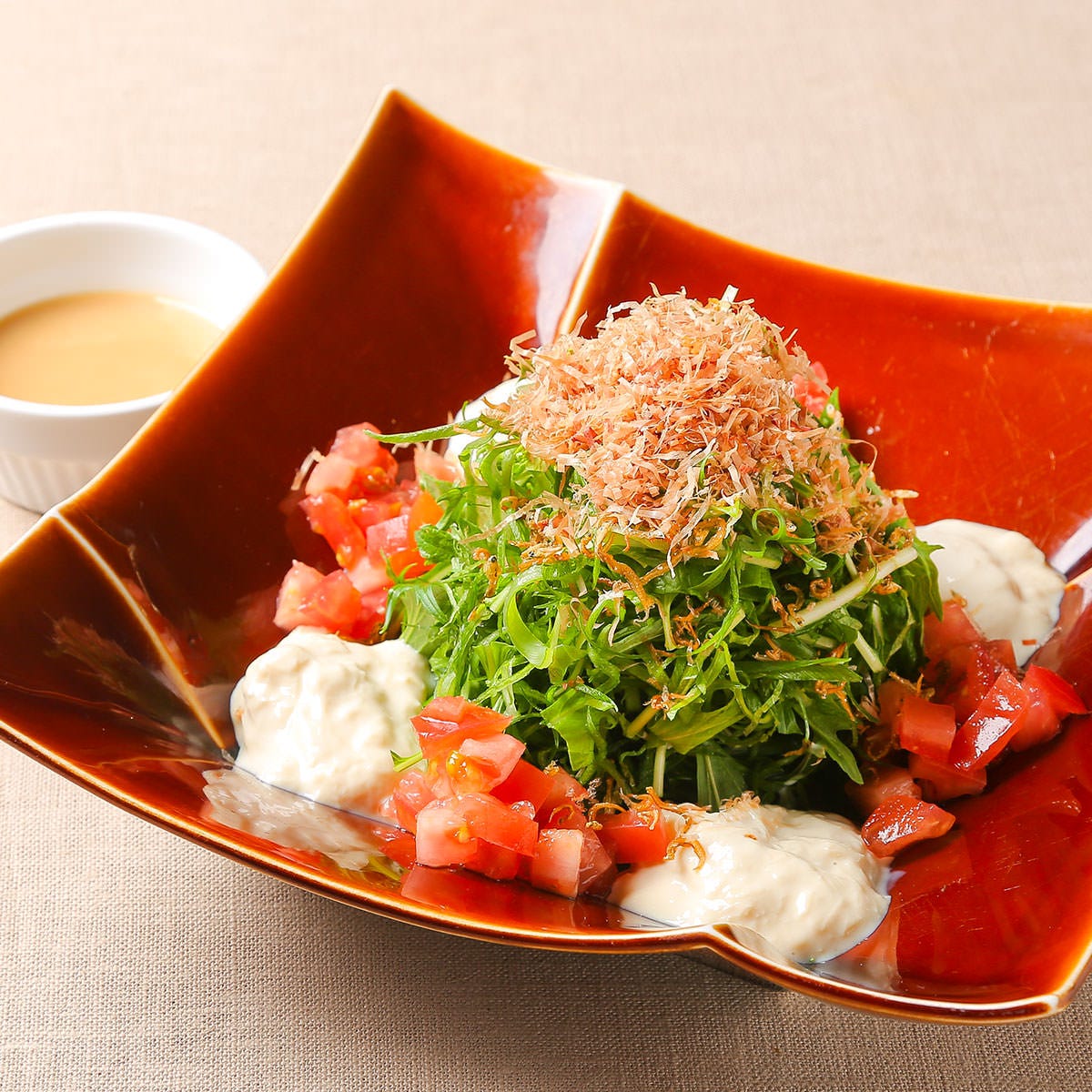 京水菜と九条葱の湯葉サラダ　