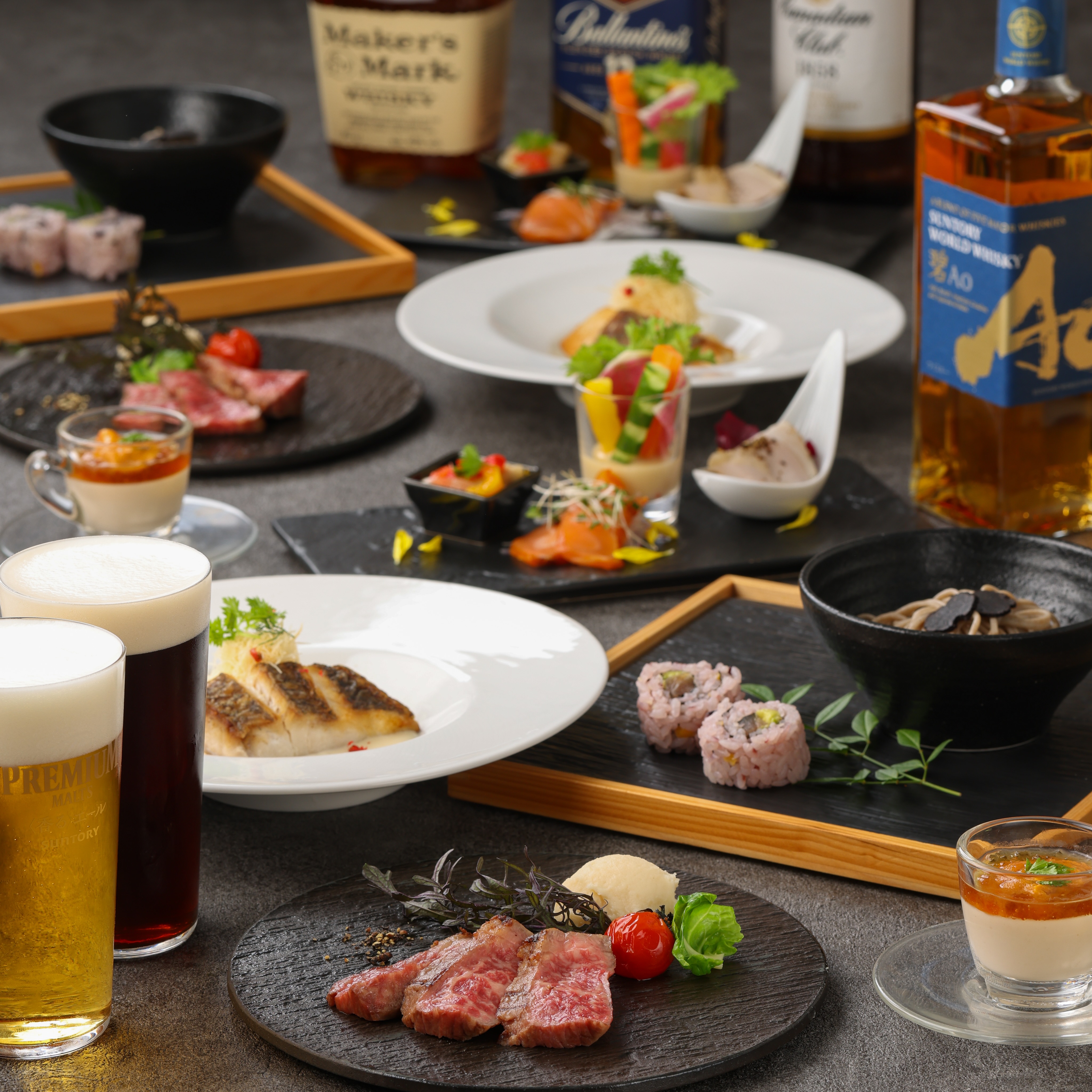 ◉《Course》【響～Hibiki～】松阪牛ロース肉を味わう《和洋折衷》：飲み放題付き『全12品』
