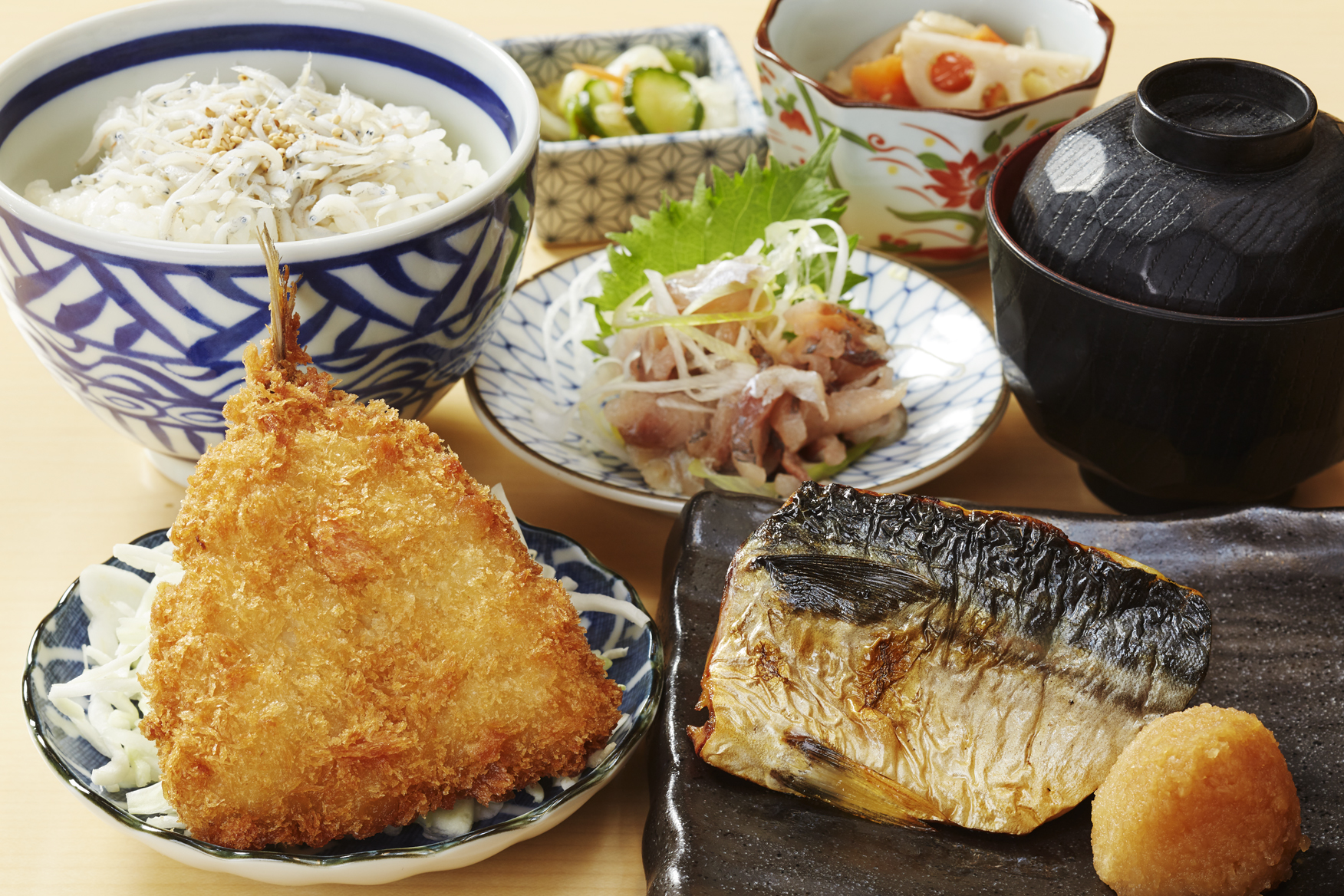 夏のおすすめランチ 鯵 鯖 シラス の夏御膳980円